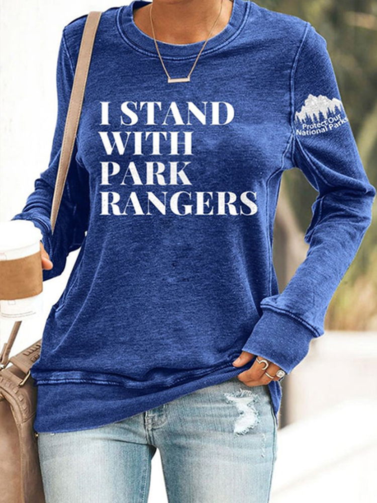 I Stand With Park Rangers Protect Our National Parks Print Sweatshirt