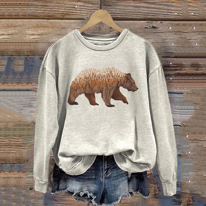 Women's Forest Bear Embroidered Sweatshirt