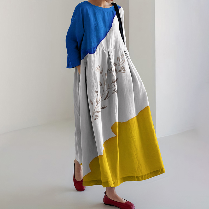 Vintage Hope With Ukrainian Ears Of Wheat Stop Ukr War pattern Dress