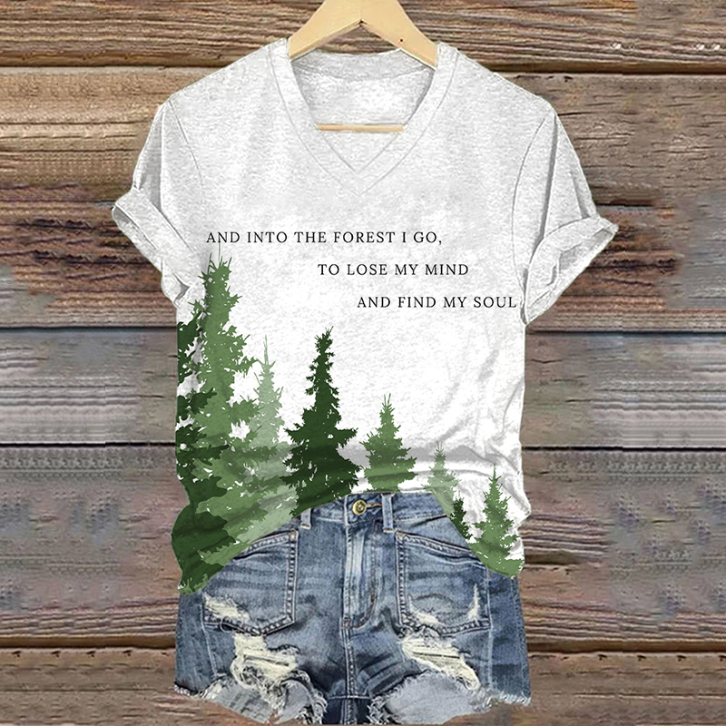 Women's Protect National Parks Inspired Print V-neck T-shirt