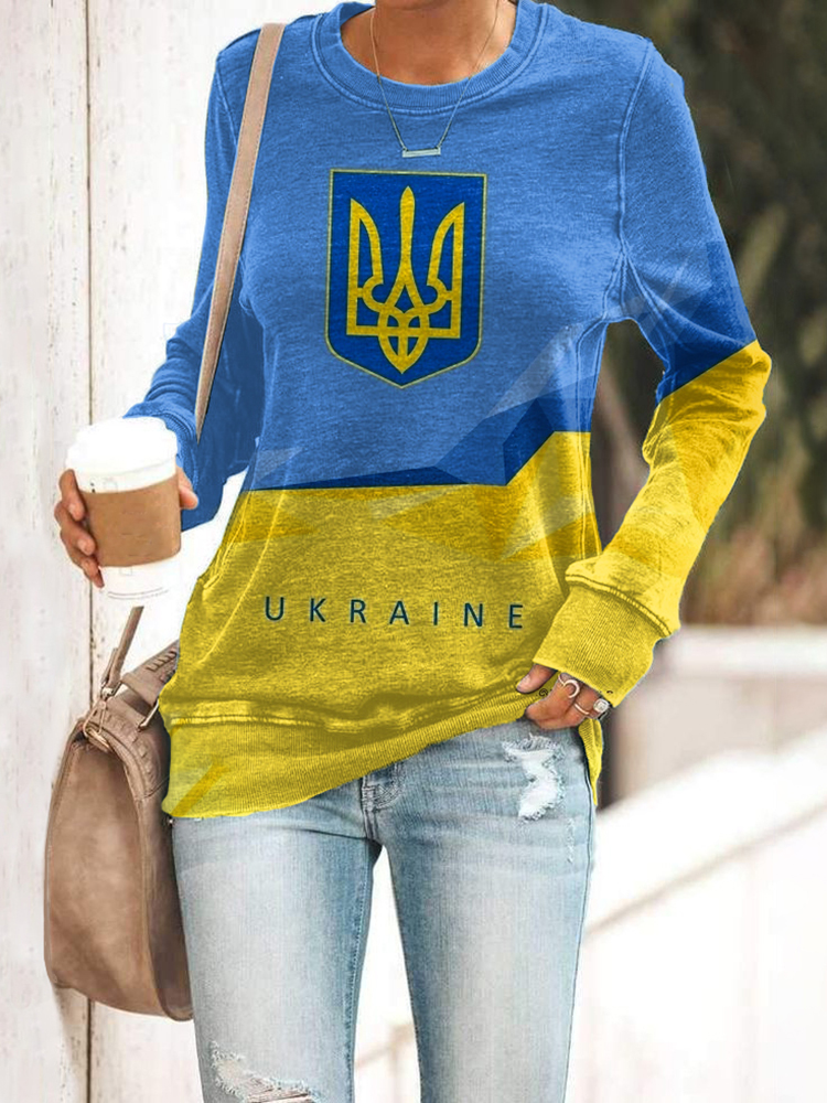 Women's Ukrainian Trident Print Casual Sweatshirt