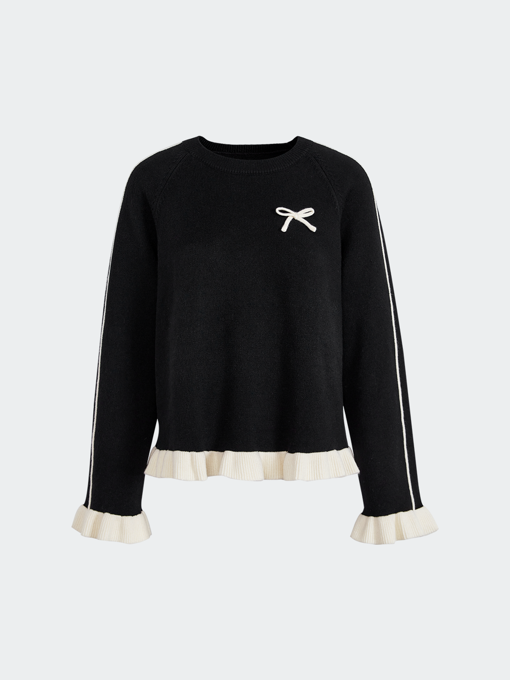 Contrast-Trim Sweater and Skirt