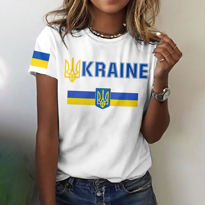 Women's Ukraine Print Crew Neck Casual T-shirt