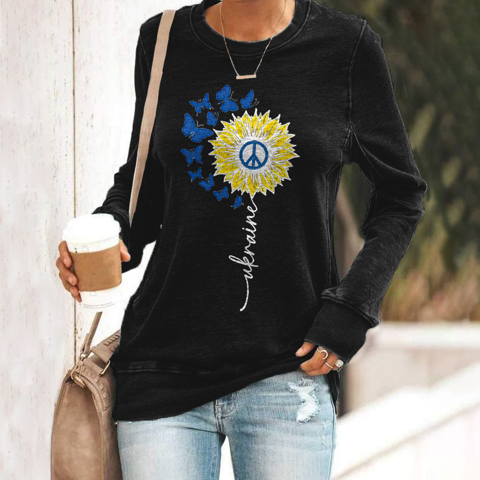 Ukrainian Sunflower Peace Print Women's Sweatshirt