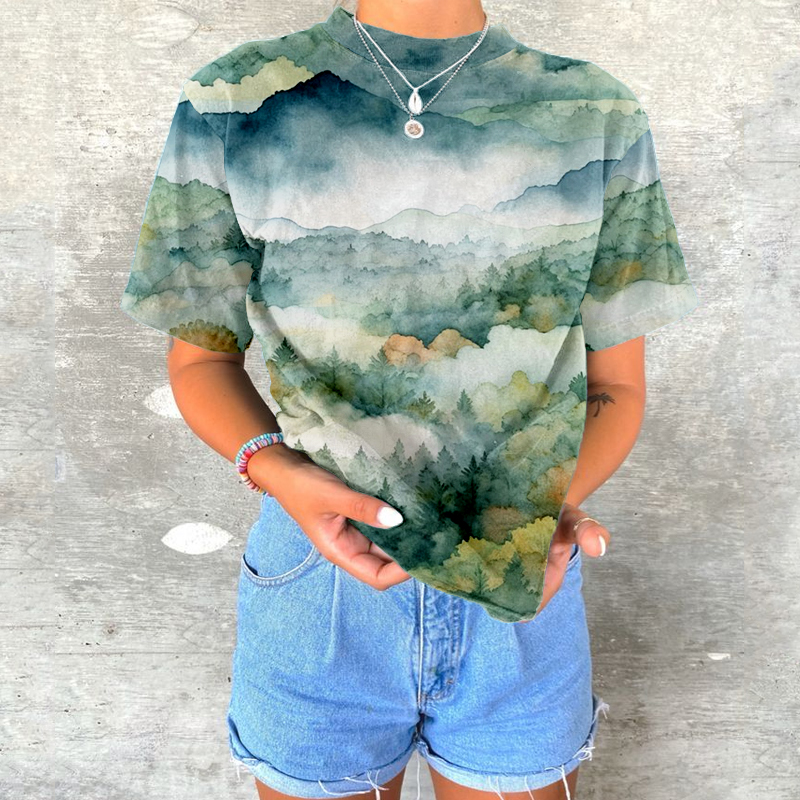Great Smokey Mountains Landscape Print Cozy T Shirt