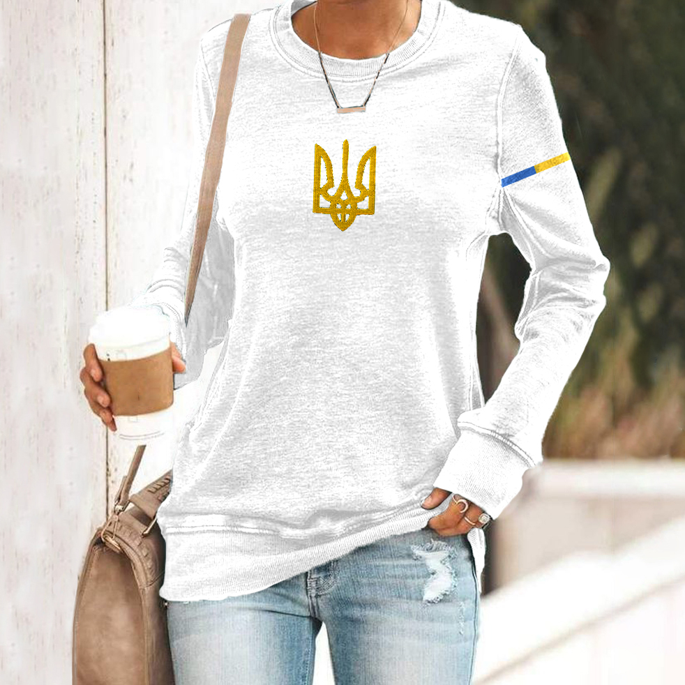 Women's Ukrainian Trident Flag Print Sweatshirt
