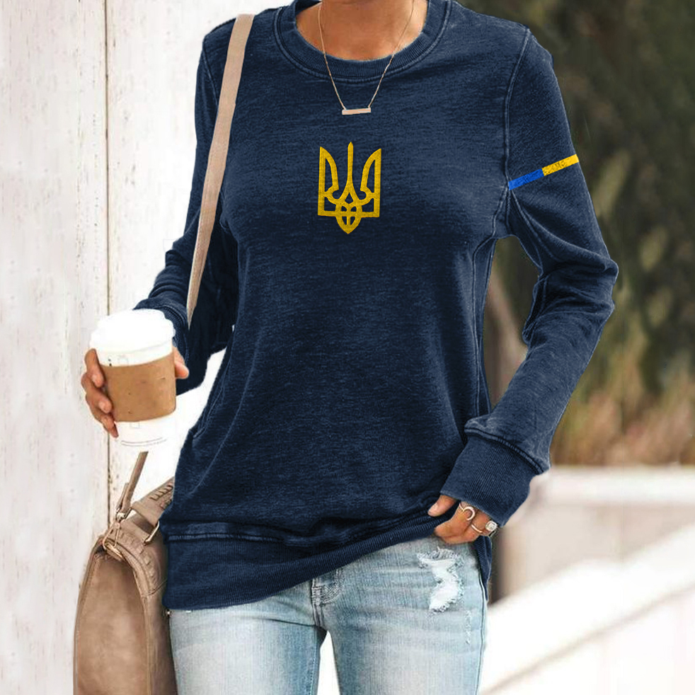 Women's Ukrainian Trident Flag Print Sweatshirt