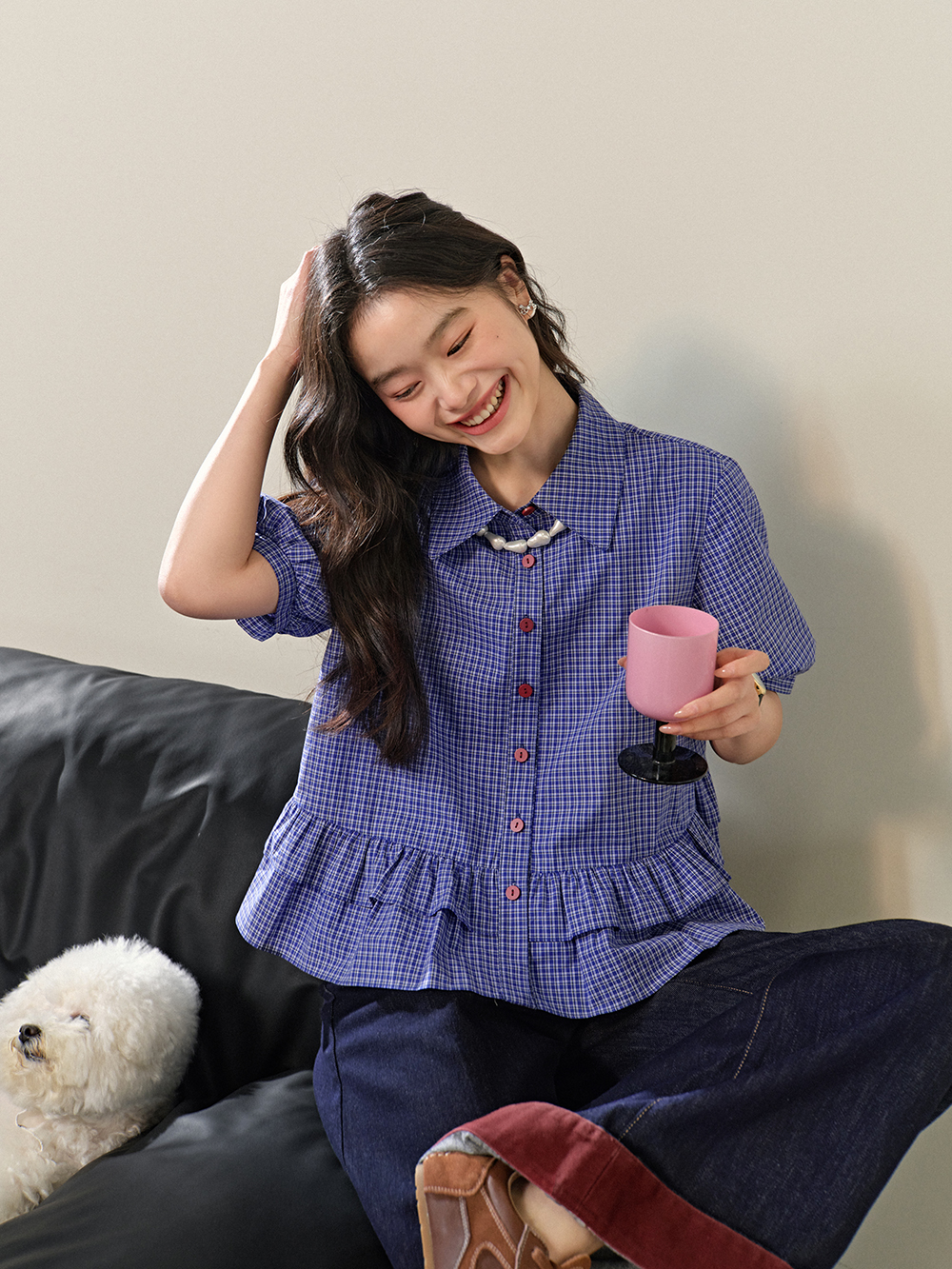 Blue Plaid Blouse