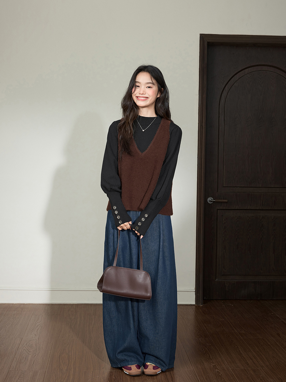 V-neck Fuzzy Vest
