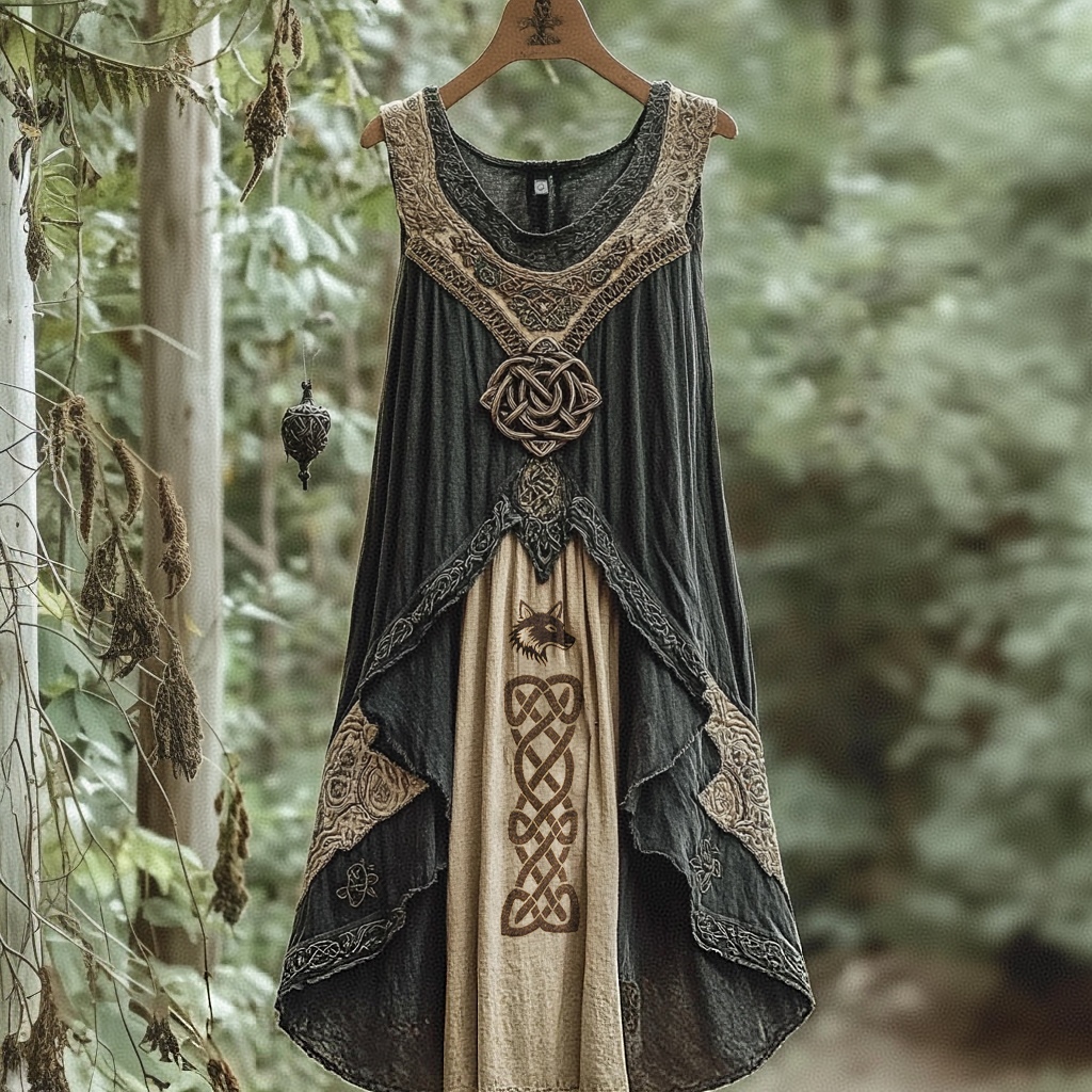 Vintage Tribal Viking Celtic Knot Tank Midi Dress