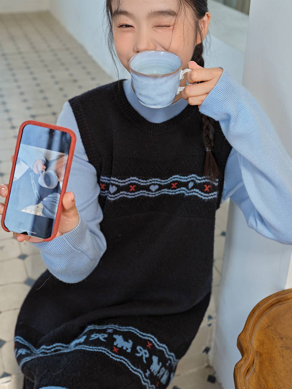 Fair Isle Mock Neck Sweater