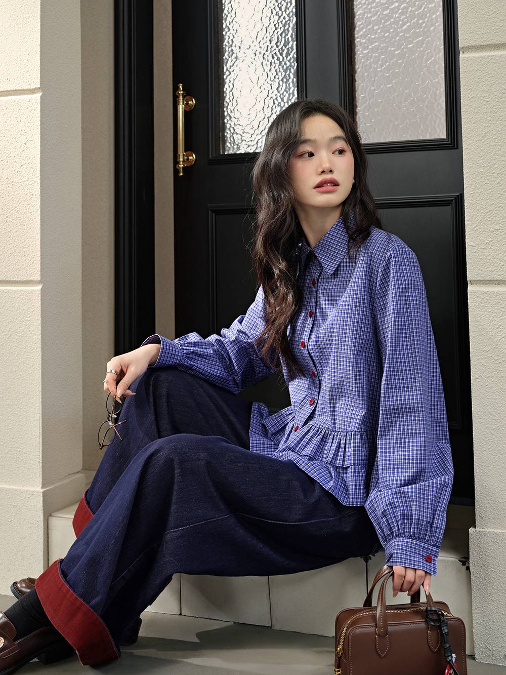 Blue Plaid Blouse