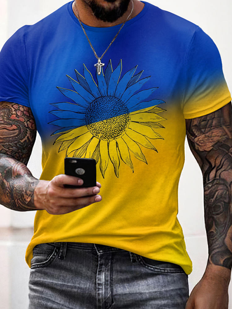 Men's We Stand Together Stop Ukr War Art Print Casual Short Sleeve T-shirt