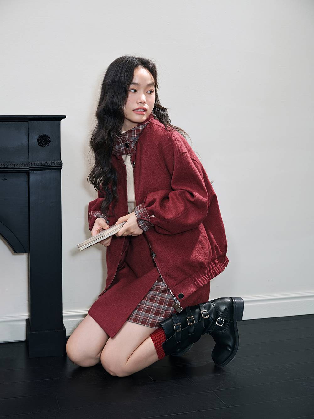Red & Plaid Jacket and Skirt