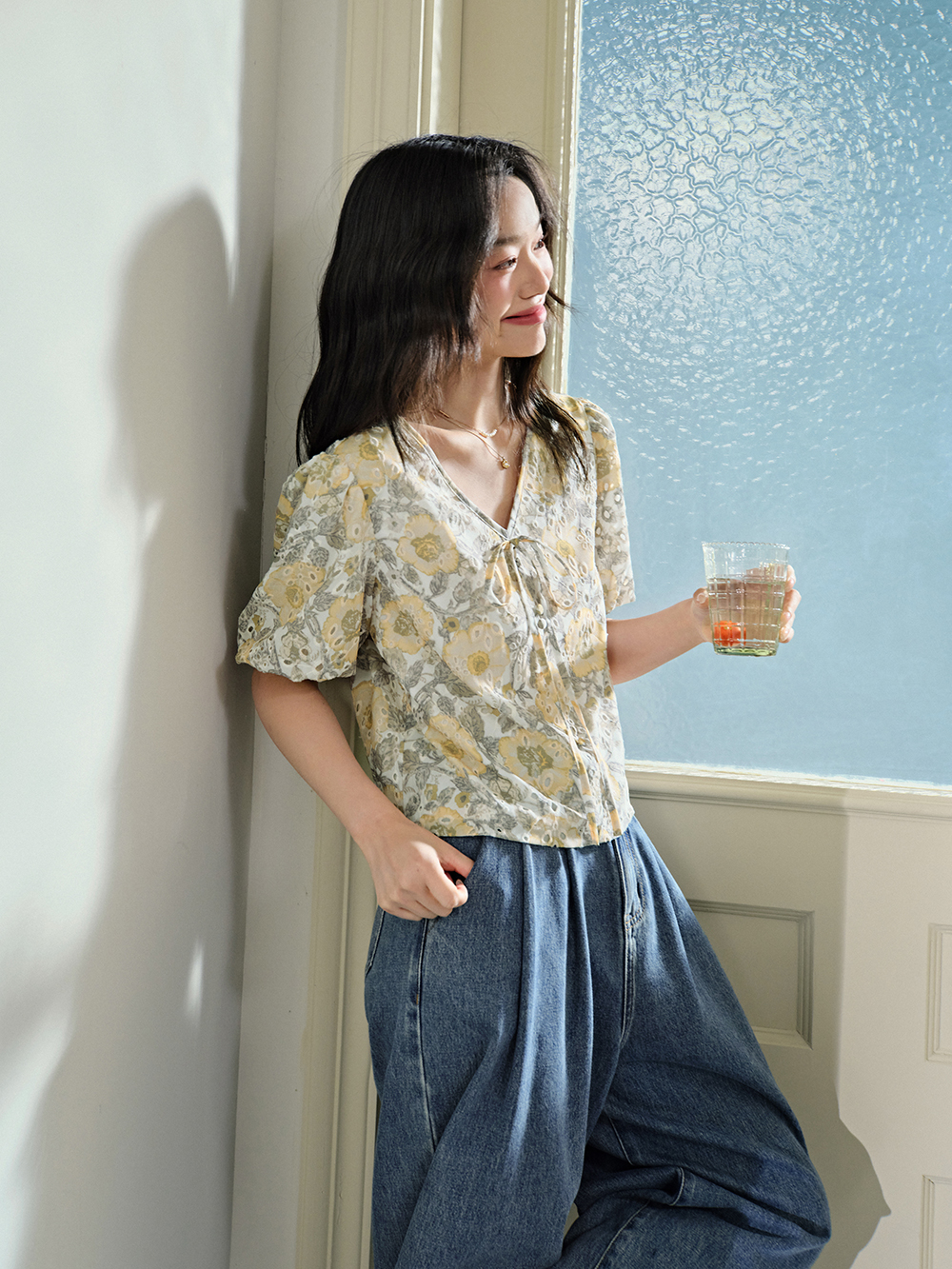 V-neck Floral Top