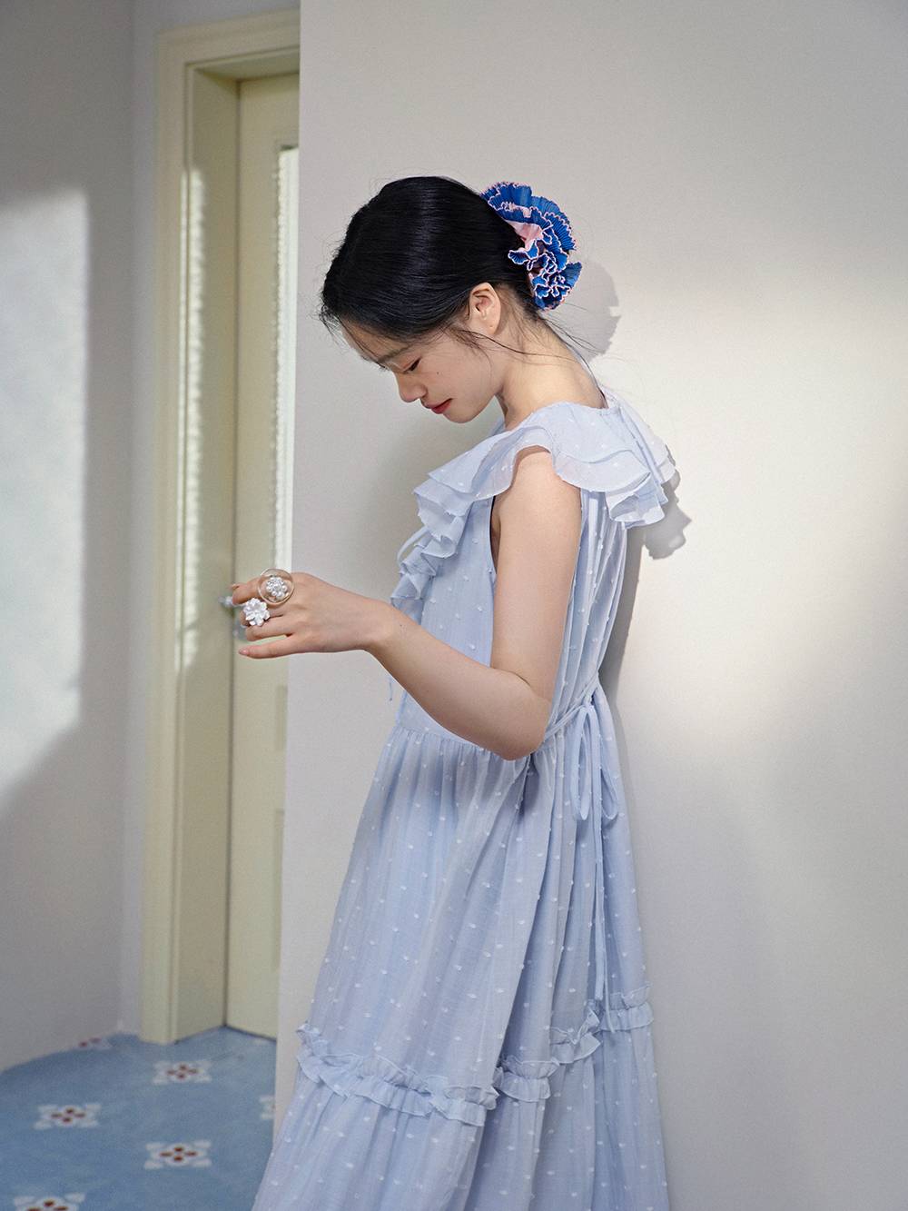 Ruffle V-neck Dress