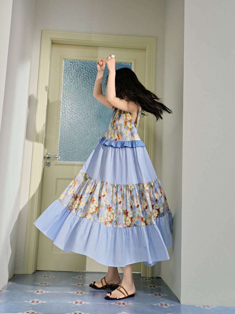 V-neck Tiered Dress