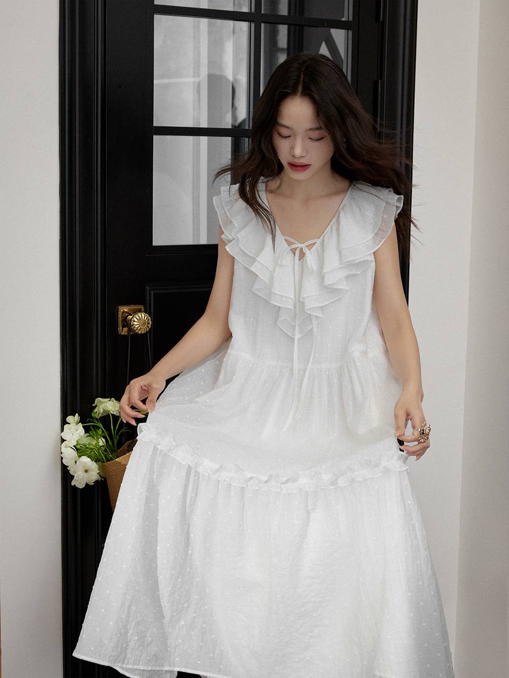 Ruffle V-neck Dress