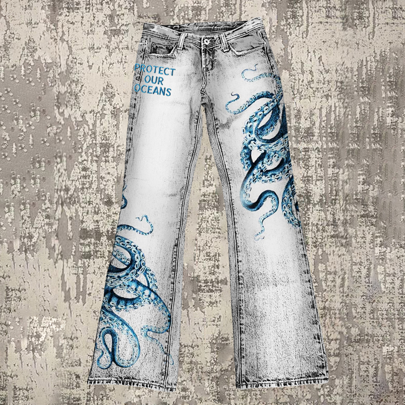 Protect Our Oceans Octopus Tentacle Print Women's Micro Pant