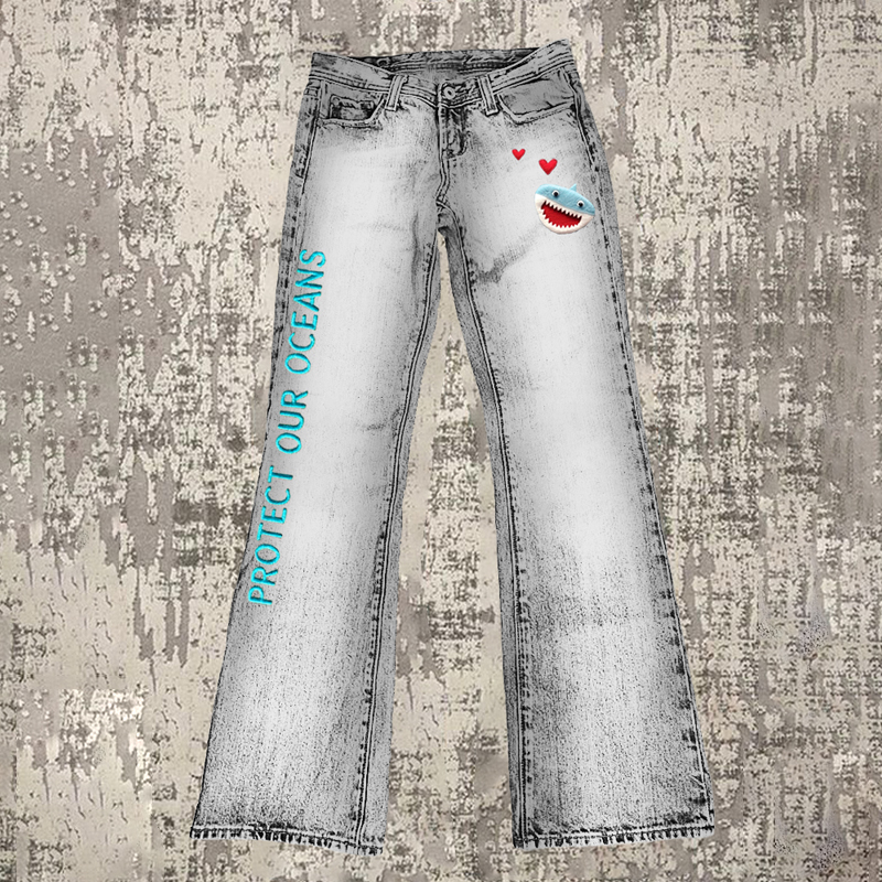 Protect Our Oceans Love Shark Embroidered Women's Micro Pant